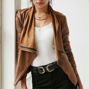 Silence + Noise UO Riley Drapey Vegan Faux Leather Jacket in Brown Size S